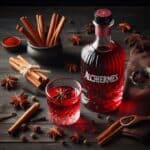 Liquore Alchermes rosso intenso in bottiglia di vetro