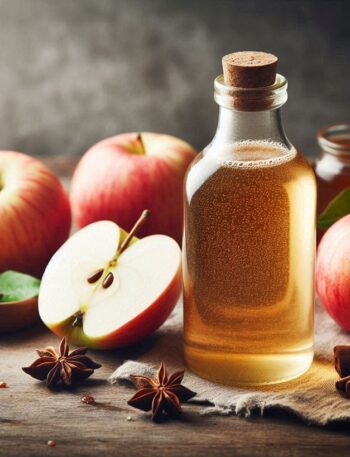 Aceto di mele fatto in casa con mele rosse fresche
