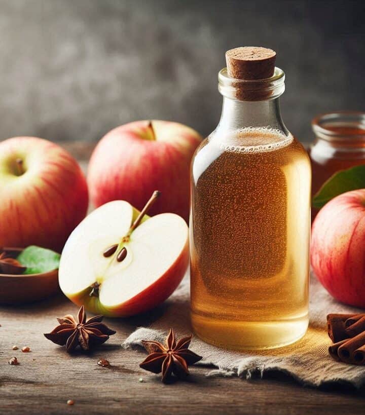 Aceto di mele fatto in casa con mele rosse fresche