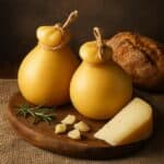 Forme di Caciocavallo con la loro caratteristica forma tondeggiante e colore dorato