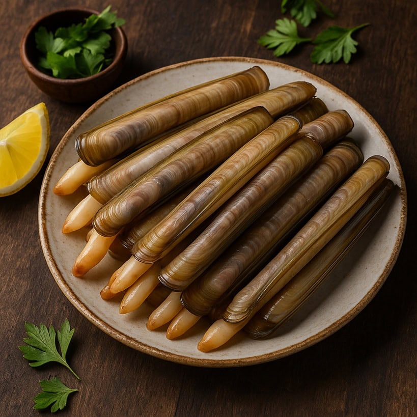 Cannolicchi crudi e freschi con guscio allungato.
