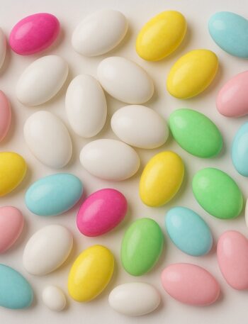 Confetti italiani di vari colori disposti su sfondo chiaro