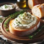 palmata di formaggio Philadelphia su fetta di pane