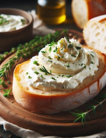 palmata di formaggio Philadelphia su fetta di pane