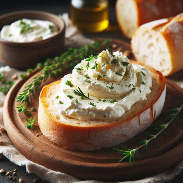 palmata di formaggio Philadelphia su fetta di pane