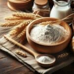 Farina di tipo 1 con grano macinato a pietra in primo piano