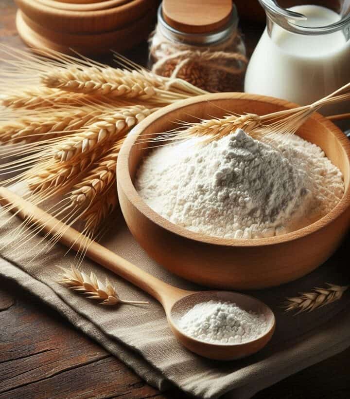 Farina di tipo 1 con grano macinato a pietra in primo piano