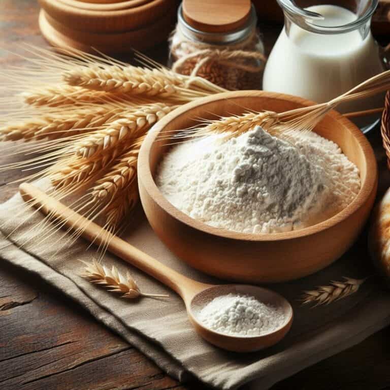 Farina di tipo 1 con grano macinato a pietra in primo piano