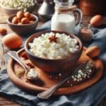 Fiocchi di latte freschi in una ciotola, pronti per essere gustati.
