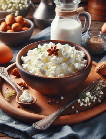 Fiocchi di latte freschi in una ciotola, pronti per essere gustati.