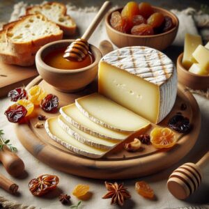 Fette di formaggio Fontina disposte su un tagliere
