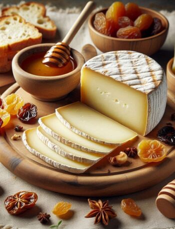 Fette di formaggio Fontina disposte su un tagliere