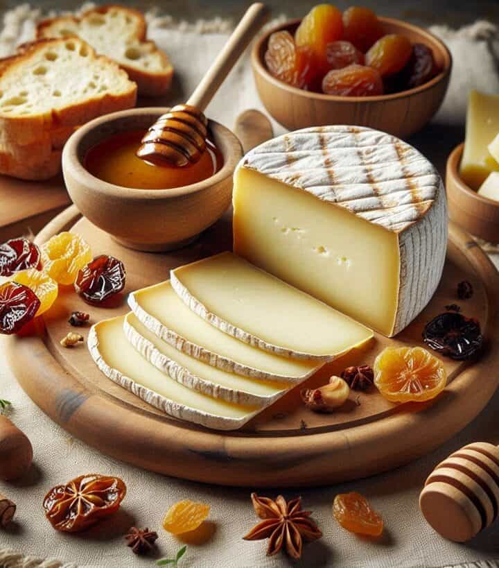 Fette di formaggio Fontina disposte su un tagliere