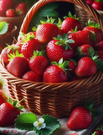 Fragole fresche e mature in un cestino, pronte per essere gustate.