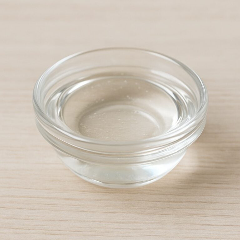 Glucosio liquido denso in ciotola di vetro su sfondo neutro