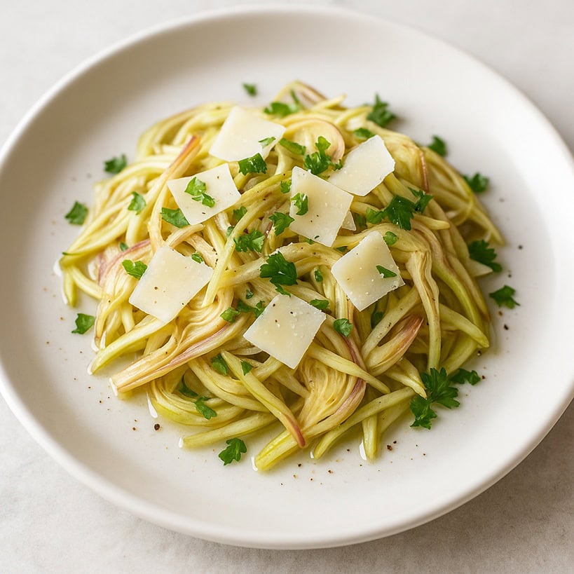 piatto con Insalata di carciofi crudi e grana