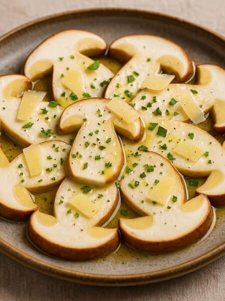 Insalata di funghi porcini nel piatto