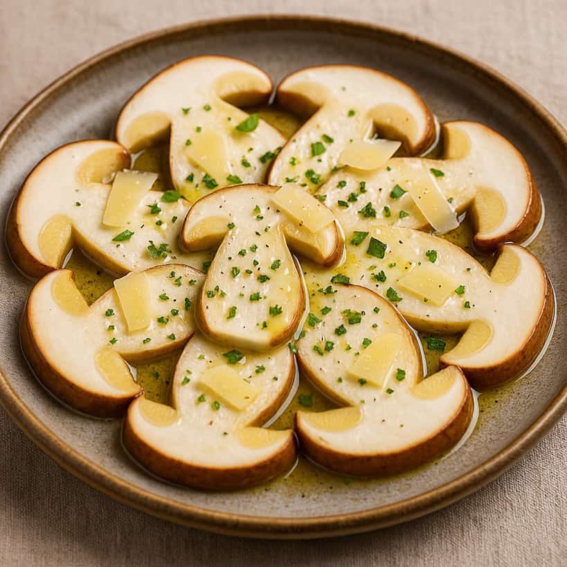 Insalata di funghi porcini nel piatto