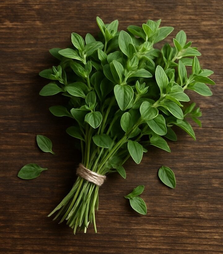 Mazzo di origano fresco, ideale per essere utilizzato in cucina per insaporire piatti.