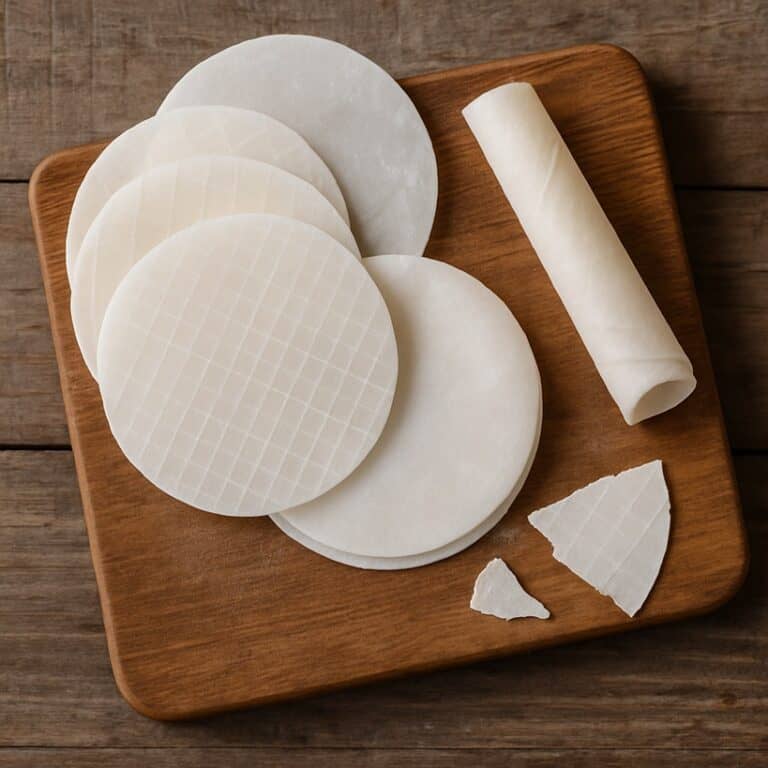 Una selezione di ostie croccanti disposte su un tagliere rustico di legno, pronte per essere utilizzate in cucina.