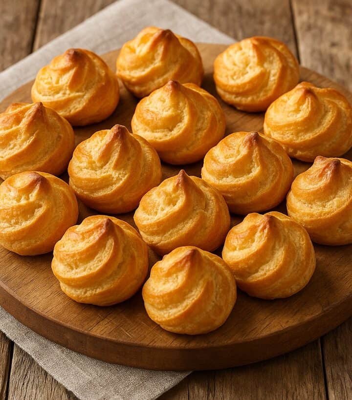 Pasta choux utilizzata per fare Bignè su tagliere rustico