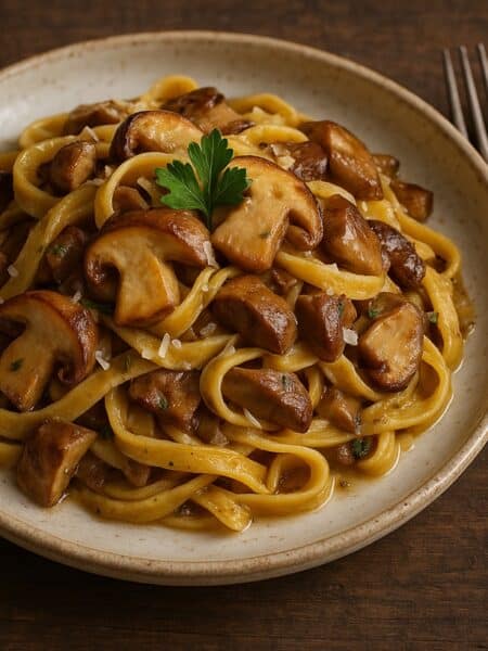 Tagliatelle ai funghi porcini preparati con la ricetta classica