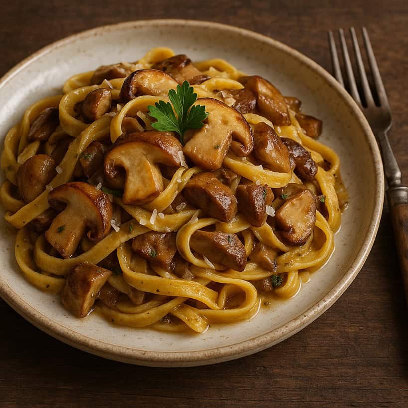 Tagliatelle ai funghi porcini preparati con la ricetta classica