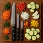 Tecniche di taglio in cucina con ingredienti tagliati in diverse forme