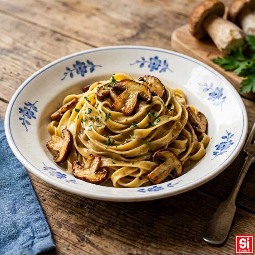 Tagliatelle ai funghi porcini cremose