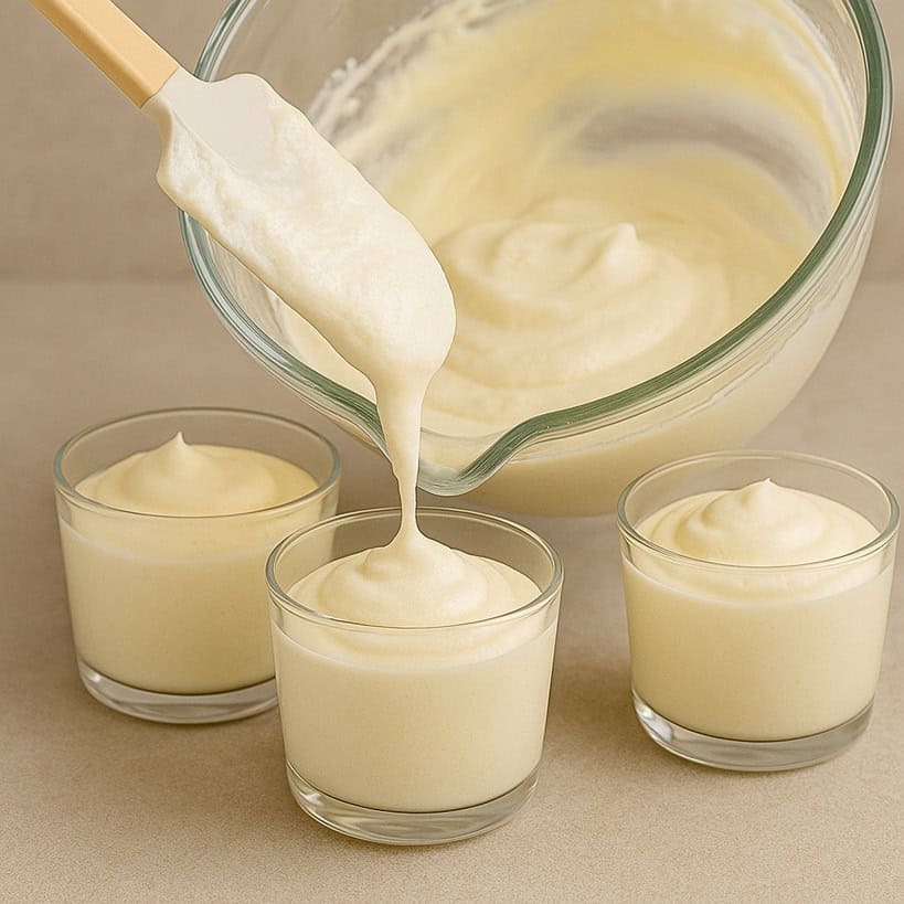 Mousse al limone cremosa versata in coppette di vetro