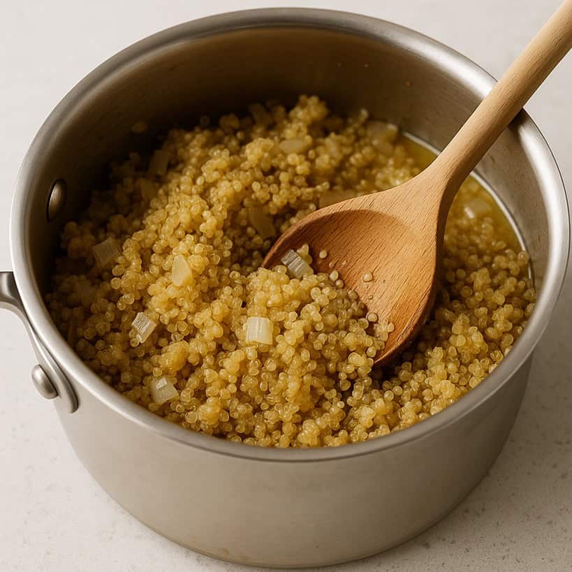 Quinoa cotta con metodo pilaf in casseruola