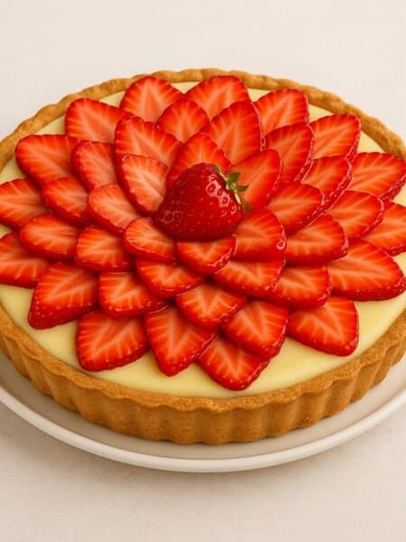 Crostata alle fragole con crema e fragole fresche