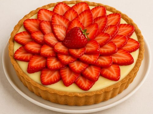 Crostata alle fragole con crema e fragole fresche