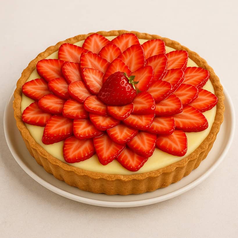 Crostata alle fragole con crema e fragole fresche