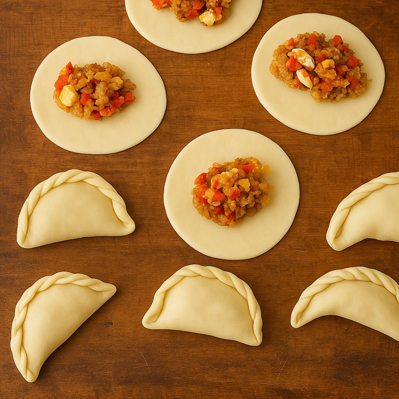 Farcitura e chiusura delle empanadas