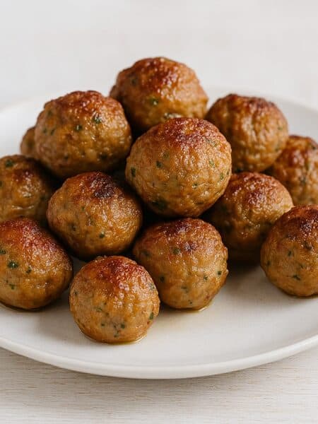 Polpette di carne appena cotte, dorate e fragranti.