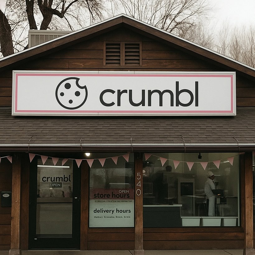Facciata del primo negozio Crumbl Cookies a Logan, Utah