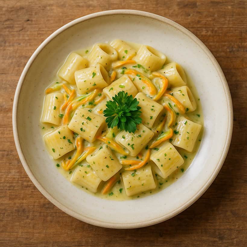 Pasta con fiori di zucca preparata con la ricetta classica 