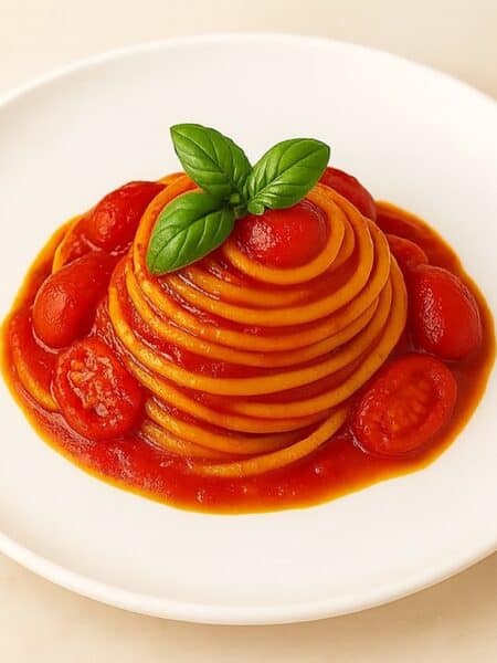 Spaghetti al pomodoro fresco con pomodorini e basilico