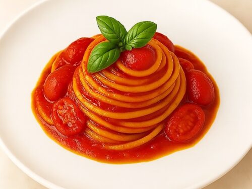 Spaghetti al pomodoro fresco con pomodorini e basilico