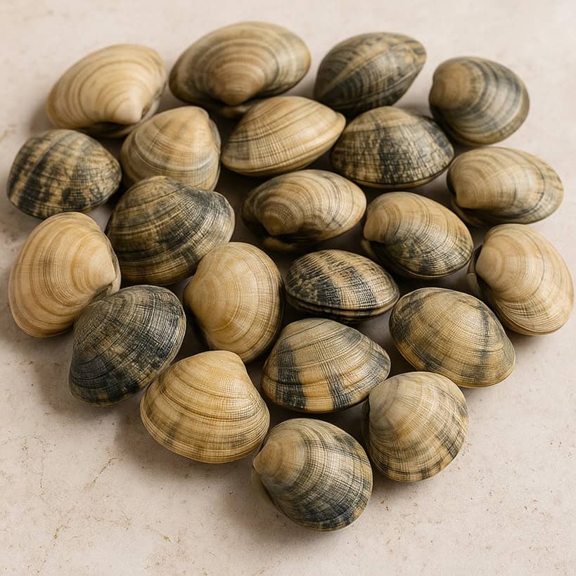 Vongole veraci fresche da utilizzare per la preparazione degli spaghetti