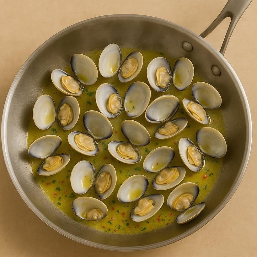 il sugo in bianco con vongole veraci che serve per condire gli spaghetti