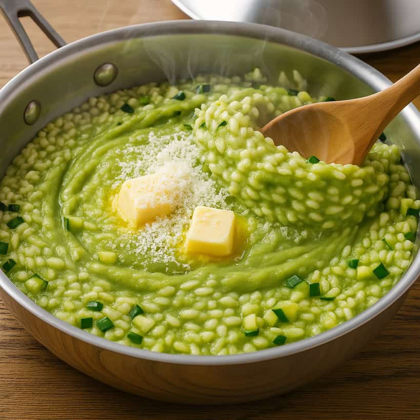 Mantecatura del risotto alle zucchine